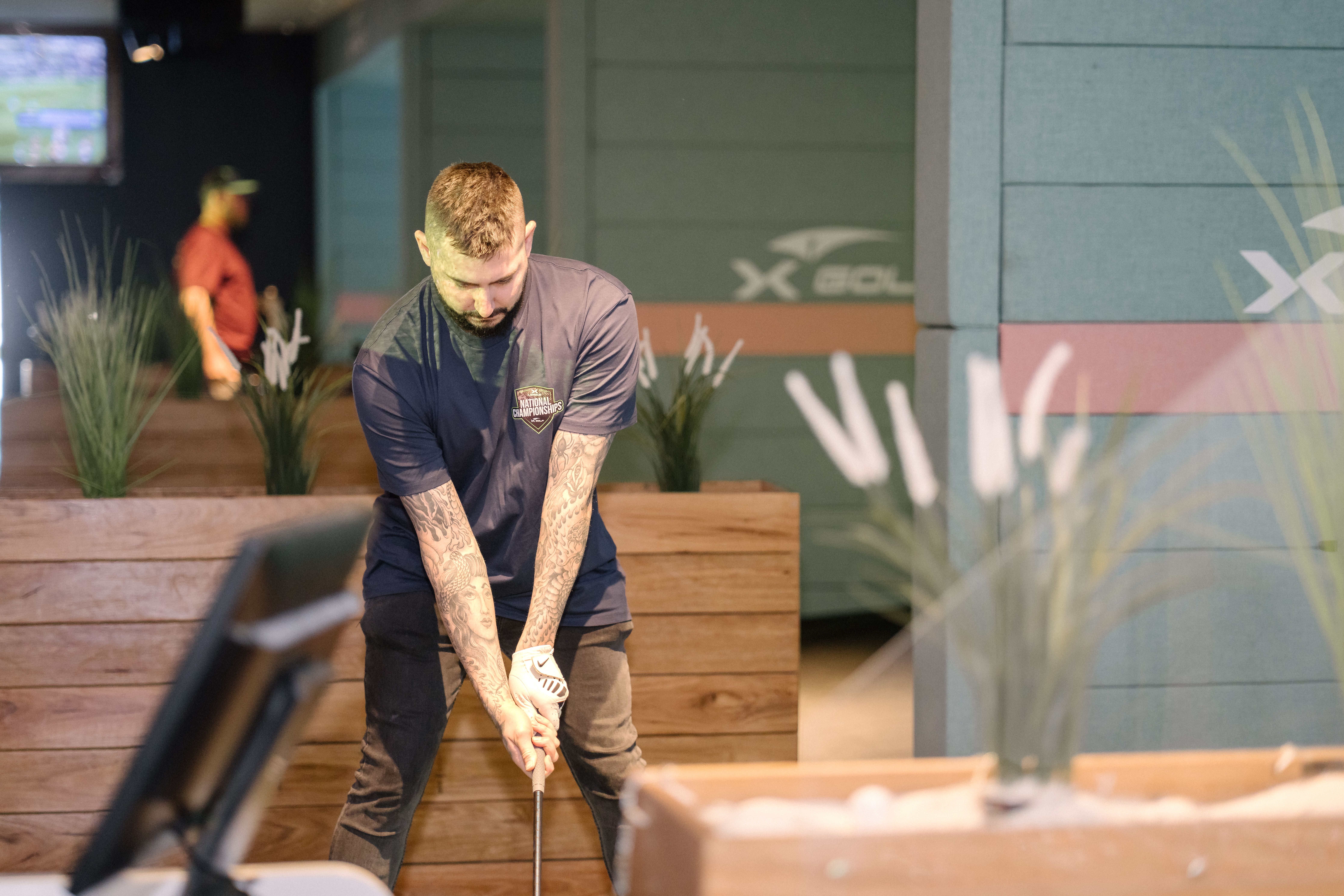 Indoor golf in action