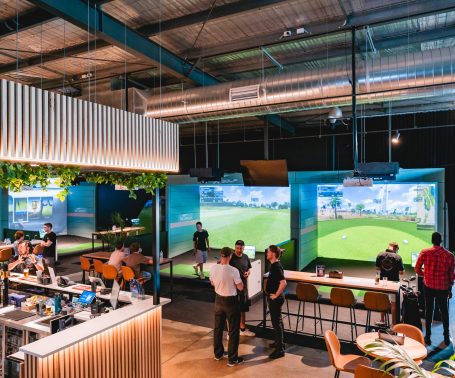 Sports bar and entertainment space at X-Golf Surrey Hills